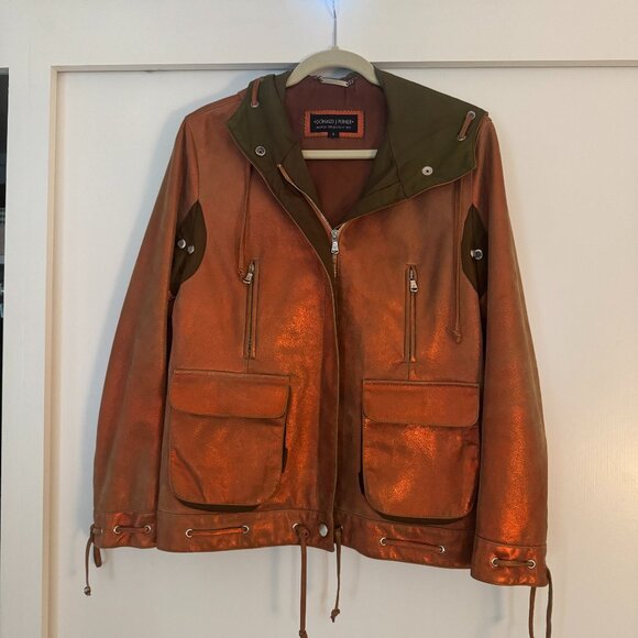 Donald J. Pliner metallic suede bomber jacket Size 6 - Picture 1 of 10